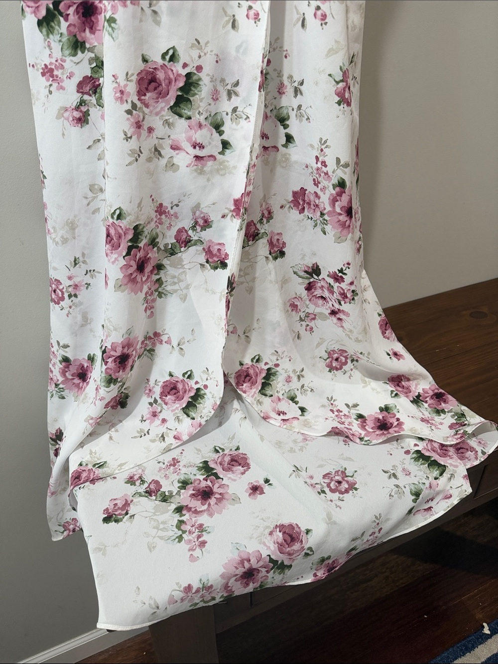 Lord Taylor Design Lab White Pink Floral Ruffle High Low Maxi Dress Size M - Picture 8 of 11